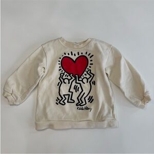 H&M Cream and Red Keith Haring Sweatshirt
